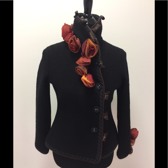 Covelo Jackets & Blazers - Wool jacket with silk rose embellishments.